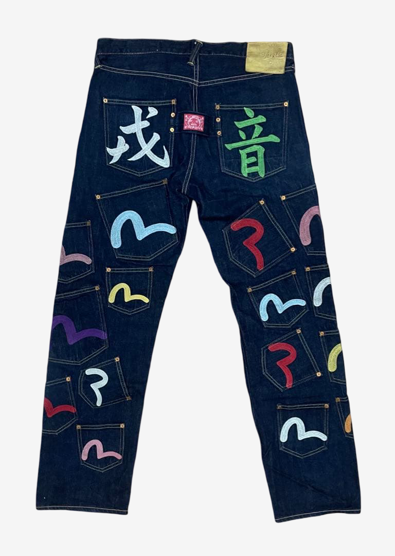 EVISU Paris × Siotani Brothers Many Pocket Jeans Japan Made Yamane Multi Kamome Denim as worn by Travis Scott
