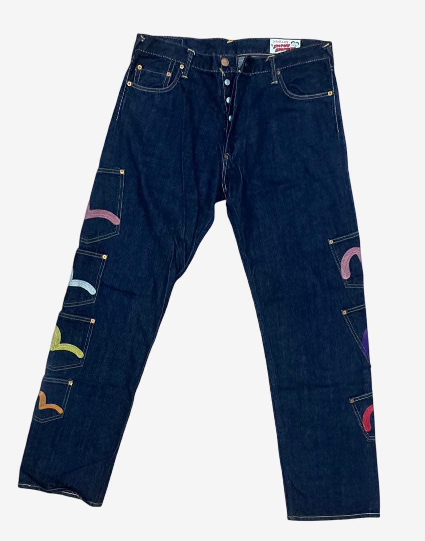 EVISU Paris × Siotani Brothers Many Pocket Jeans Japan Made Yamane Multi Kamome Denim as worn by Travis Scott