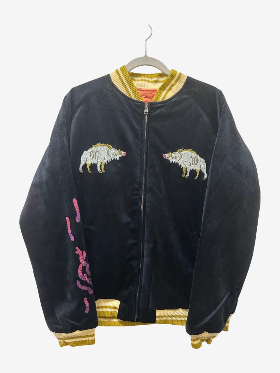 Studio Ghibli Princess Mononoke Sukajan Jacket Reversible Embroidered Anime Bomber XL Japan