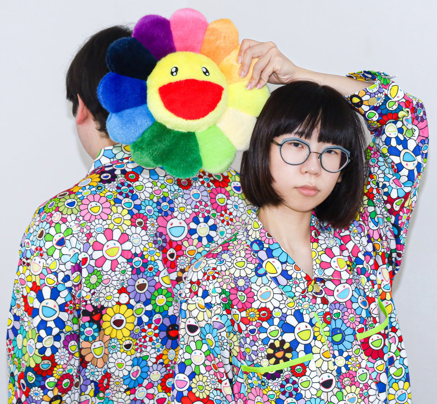 Takashi Murakami Tonari no Zingaro Multi-Color Flowers Cotton Jumpsuit L Kaikai Kiki Smiling Flower All-Over Print