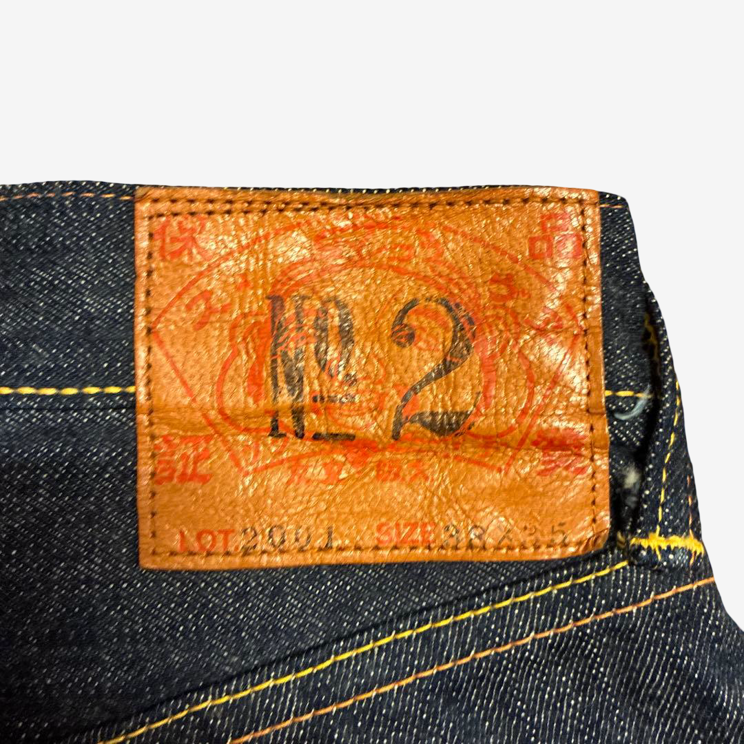Vintage EVISU Yamane No.2 Daruma Daishi Hand-Painted Jeans Japanese Kanji Kamome Denim