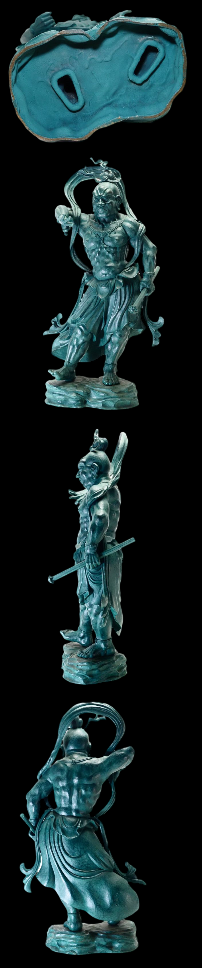Monumental Nio Guardian Deva Kings (Agyō & Ungyō) — Bronze Casting, Matsuhisa Sohrin School Attribution, Pair, 61cm, Japan