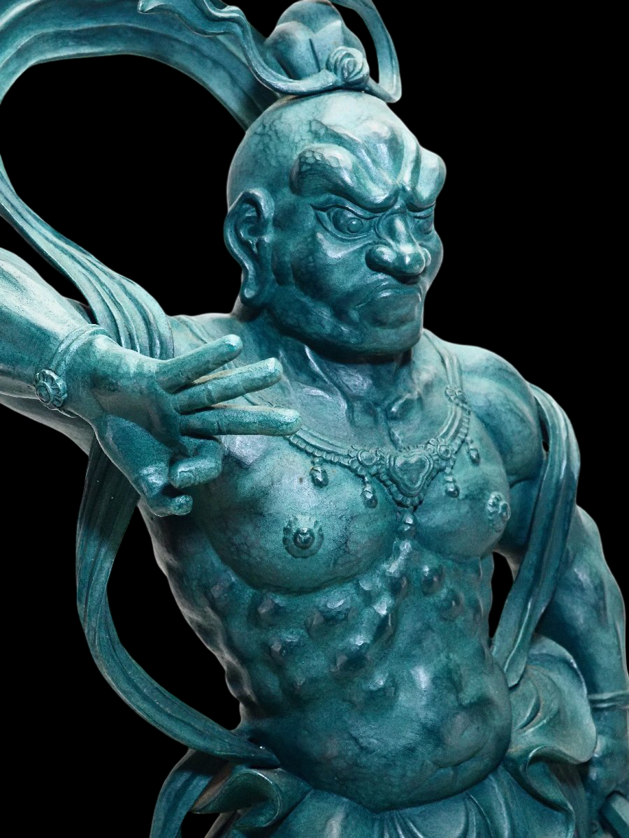 Monumental Nio Guardian Deva Kings (Agyō & Ungyō) — Bronze Casting, Matsuhisa Sohrin School Attribution, Pair, 61cm, Japan