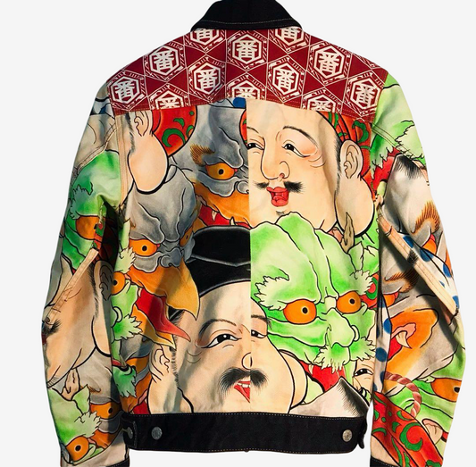 Rare EVISU Custom Made Godhead & Oni Festival Art • Kamome Pocket • Full Graphic Jacket • Archive Streetwear • Size S 170/100C