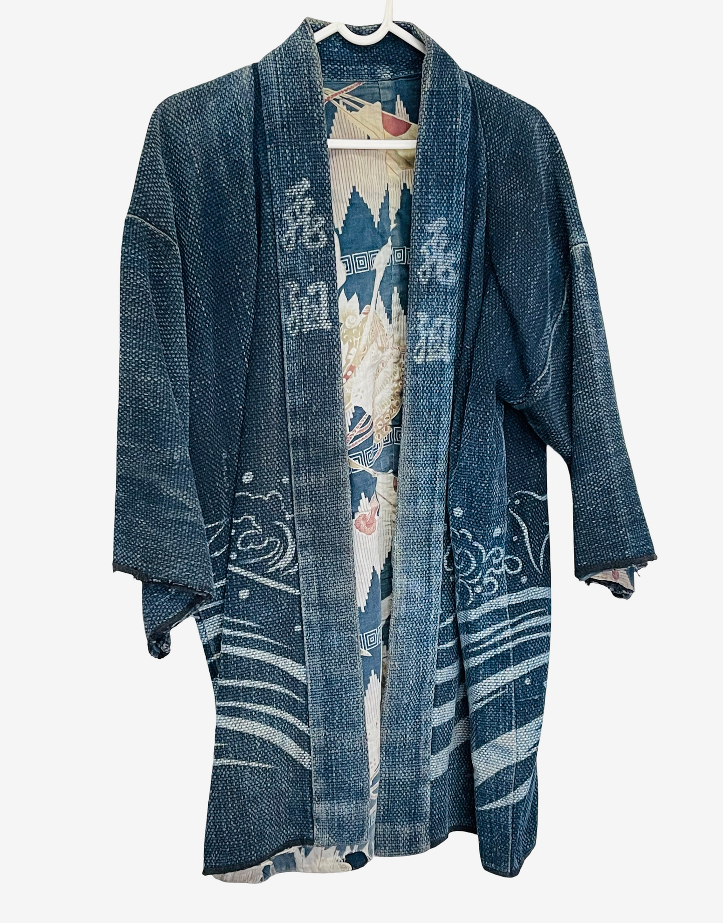 Vintage Japanese Fire Brigade Hanten Happi Coat | Sashiko Fireman Jacket | Hikeshi Banten | Indigo Cotton Festival Coat