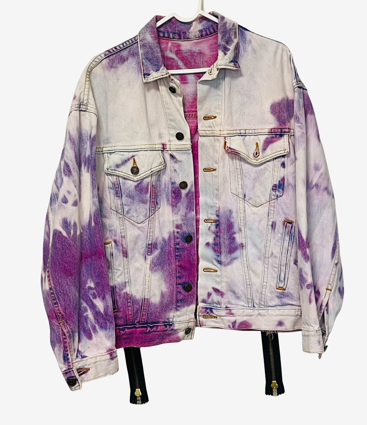 Vintage Levi's x COTE MER Purple Tie Dye Denim Jacket | Japanese Obi Kimono Remake | One of a Kind Wearable Art | L-XL