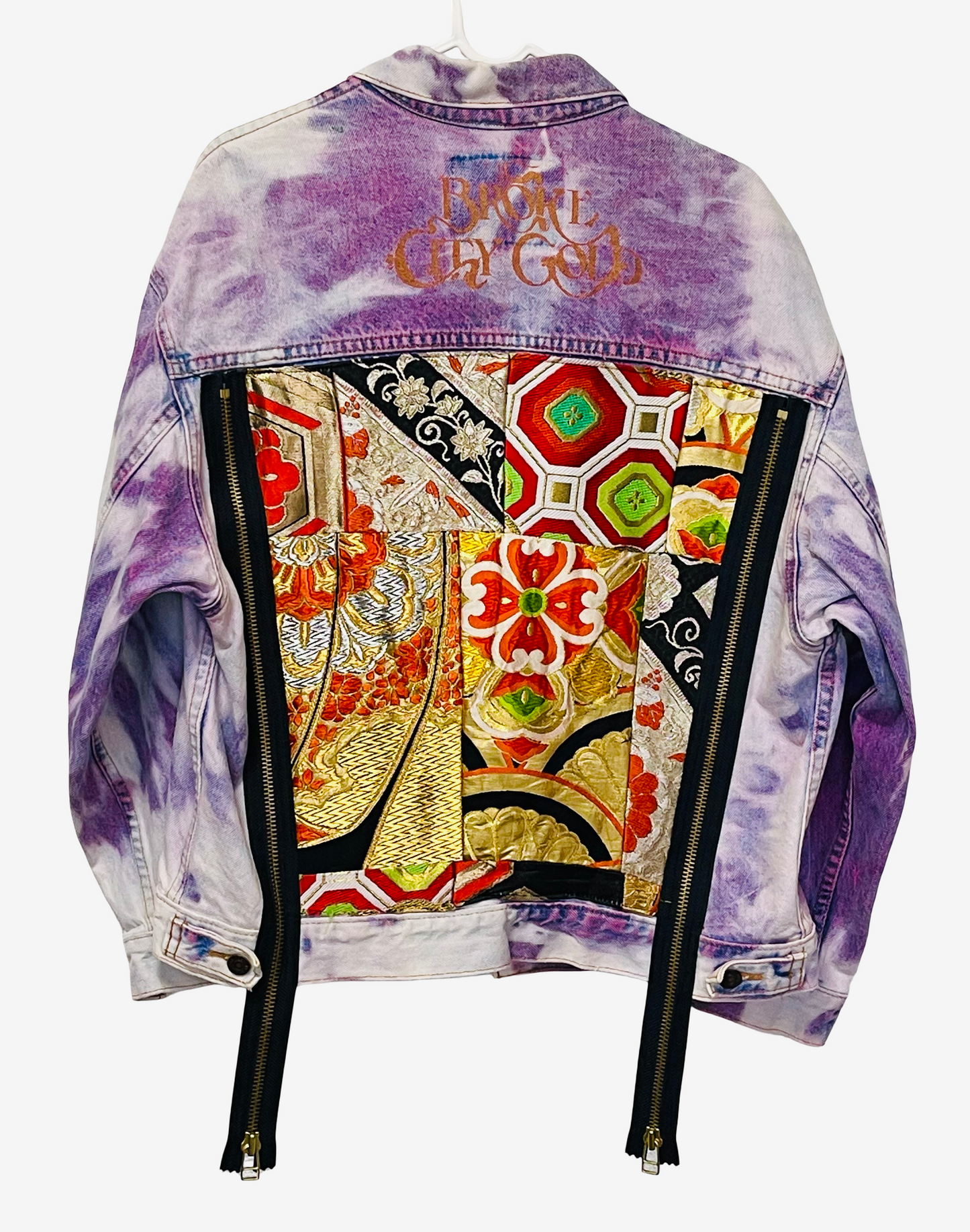 Vintage Levi's x COTE MER Purple Tie Dye Denim Jacket | Japanese Obi Kimono Remake | One of a Kind Wearable Art | L-XL