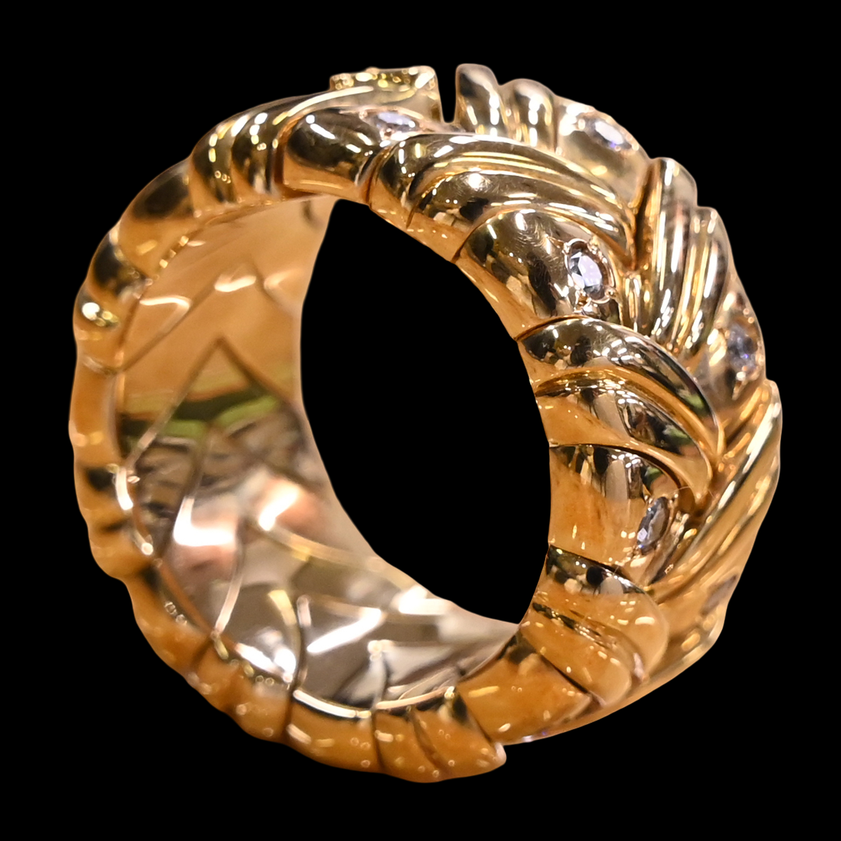 ROLEX Atelier-Made K18 Gold Openwork Crown Ring · 21g Diamond-Set Luxe Piece · Extremely Rare Vintage Ace Grade