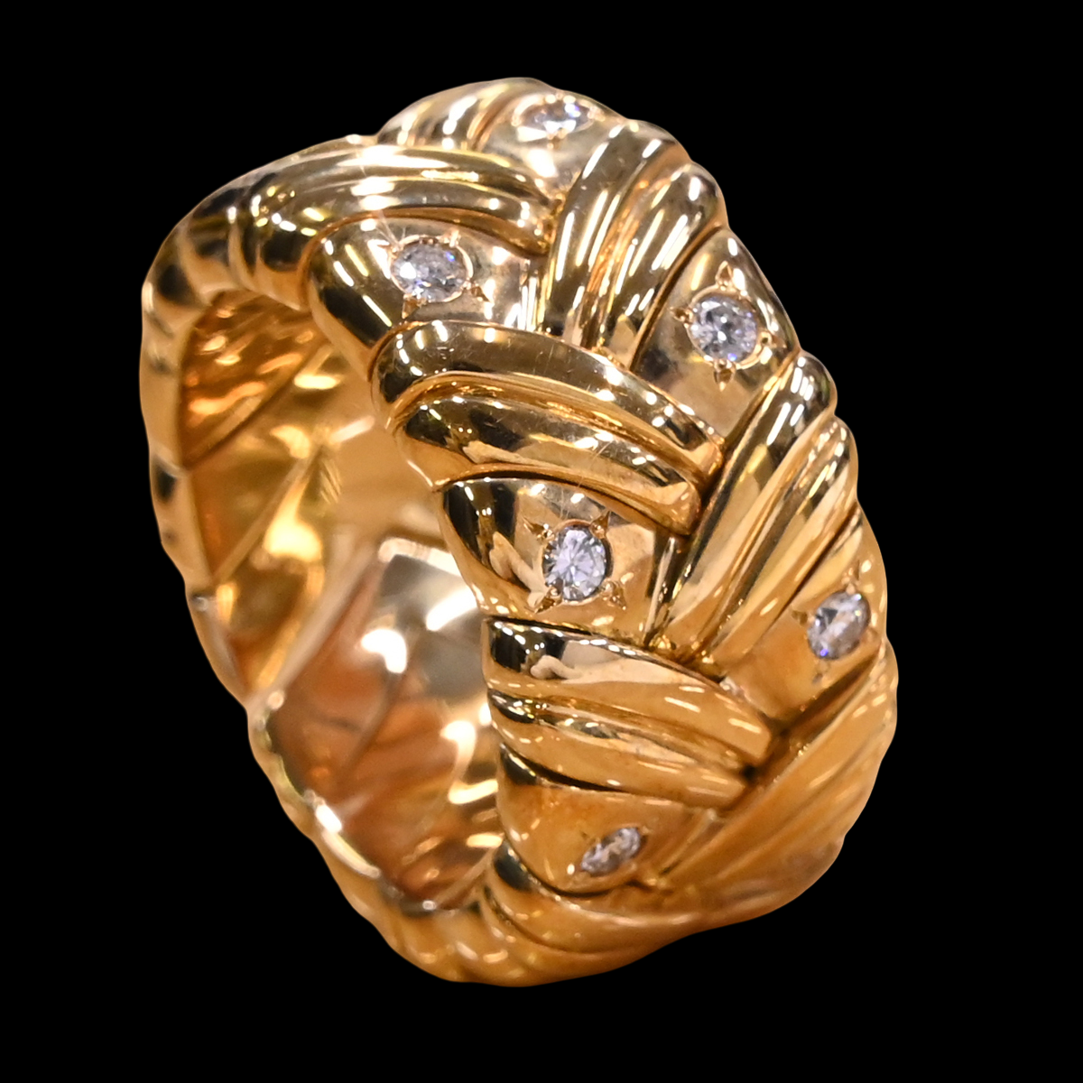 ROLEX Atelier-Made K18 Gold Openwork Crown Ring · 21g Diamond-Set Luxe Piece · Extremely Rare Vintage Ace Grade