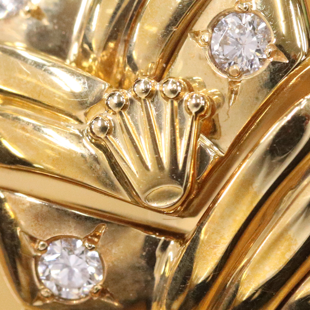 ROLEX Atelier-Made K18 Gold Openwork Crown Ring · 21g Diamond-Set Luxe Piece · Extremely Rare Vintage Ace Grade