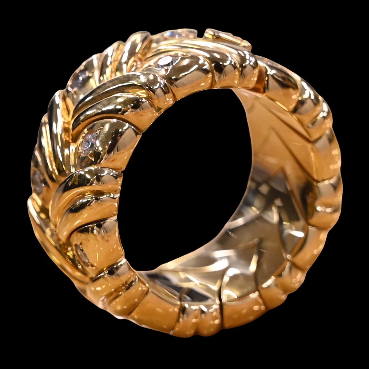 ROLEX Atelier-Made K18 Gold Openwork Crown Ring · 21g Diamond-Set Luxe Piece · Extremely Rare Vintage Ace Grade