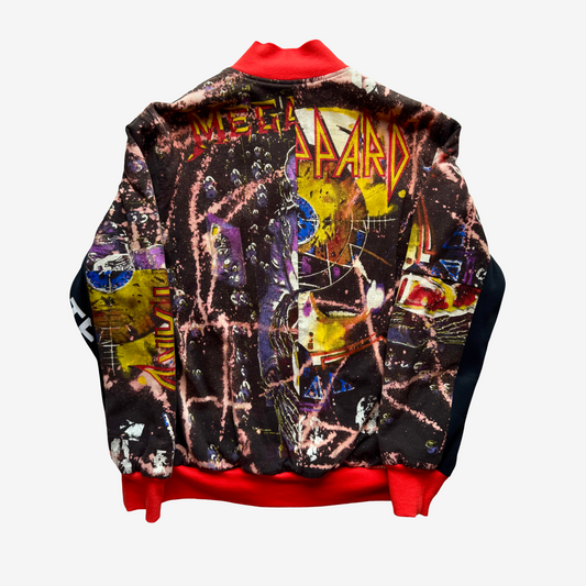 Japanese Reconstructed Rock COTÉ MER Def Leppard Band Tee Remake Bomber Jacket