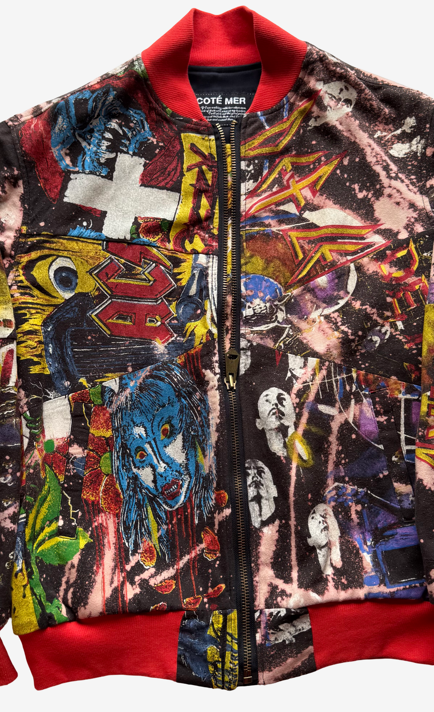 Japanese Reconstructed Rock COTÉ MER Def Leppard Band Tee Remake Bomber Jacket