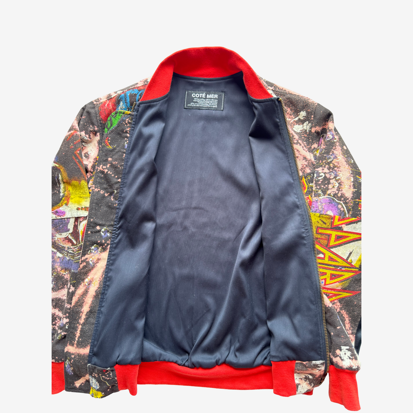 Japanese Reconstructed Rock COTÉ MER Def Leppard Band Tee Remake Bomber Jacket