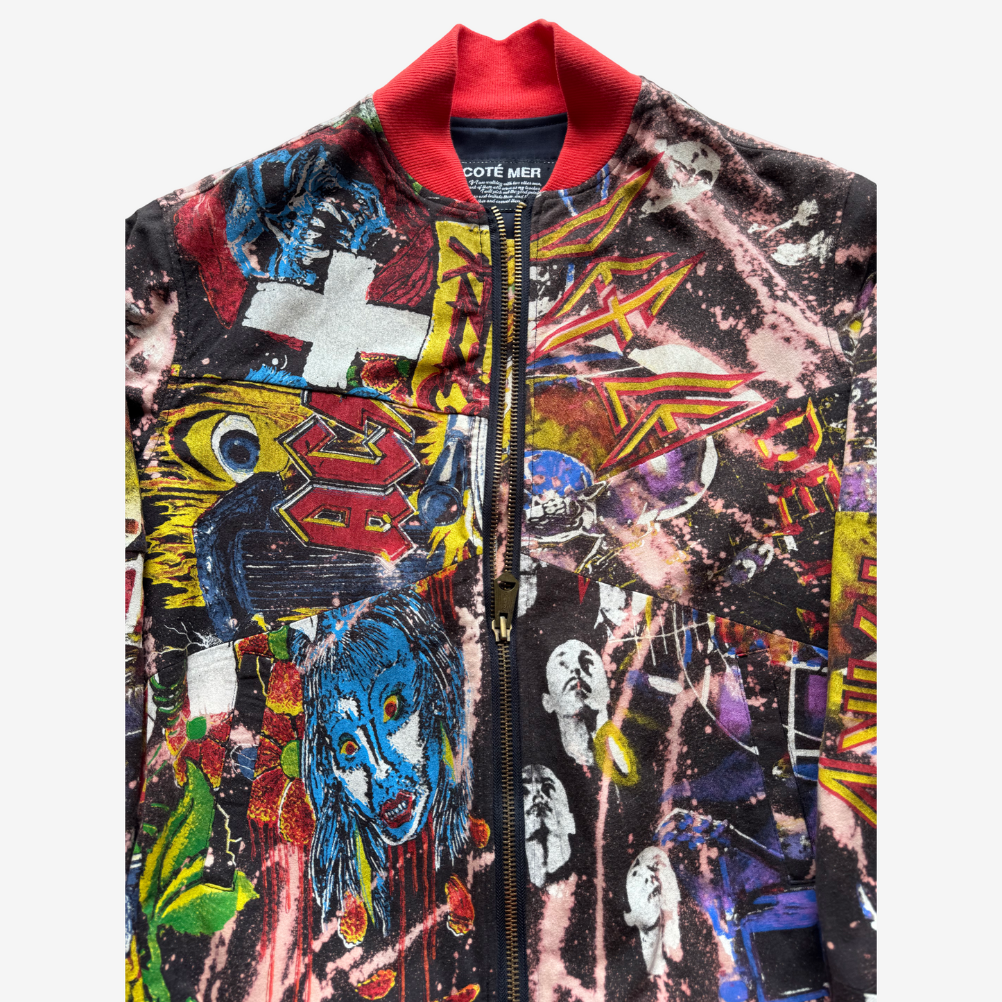 Japanese Reconstructed Rock COTÉ MER Def Leppard Band Tee Remake Bomber Jacket