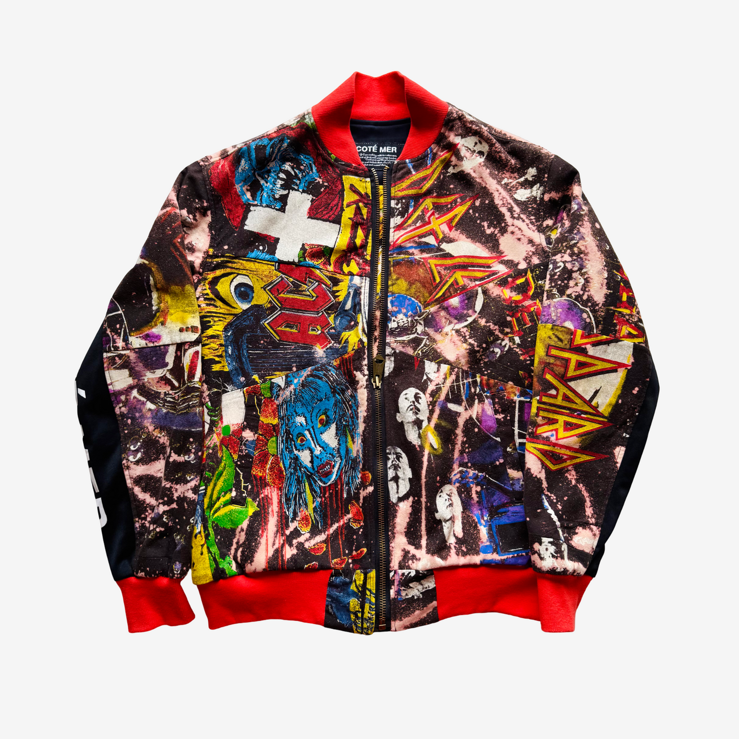 Japanese Reconstructed Rock COTÉ MER Def Leppard Band Tee Remake Bomber Jacket