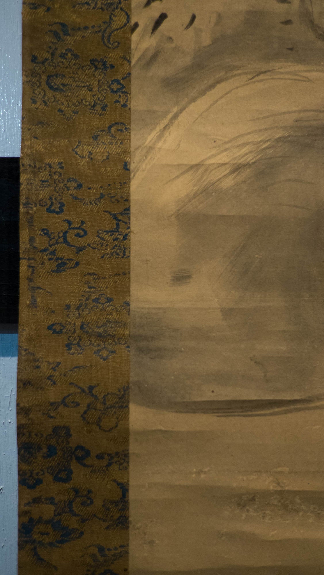 Vintage Japanese Ryu Dragon Hanging Scroll, Dragon Rising from Waves, Inscribed Sumi Ink Kakejiku, Wabi Sabi Wall Art