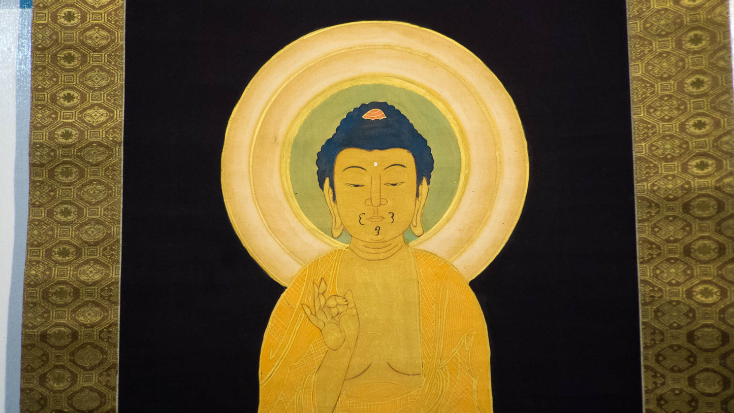Authentic Japanese Buddhist Hanging Scroll - Amida Nyorai Buddha Painting | Pure Land Buddhism Wall Art | Edo-Meiji Style