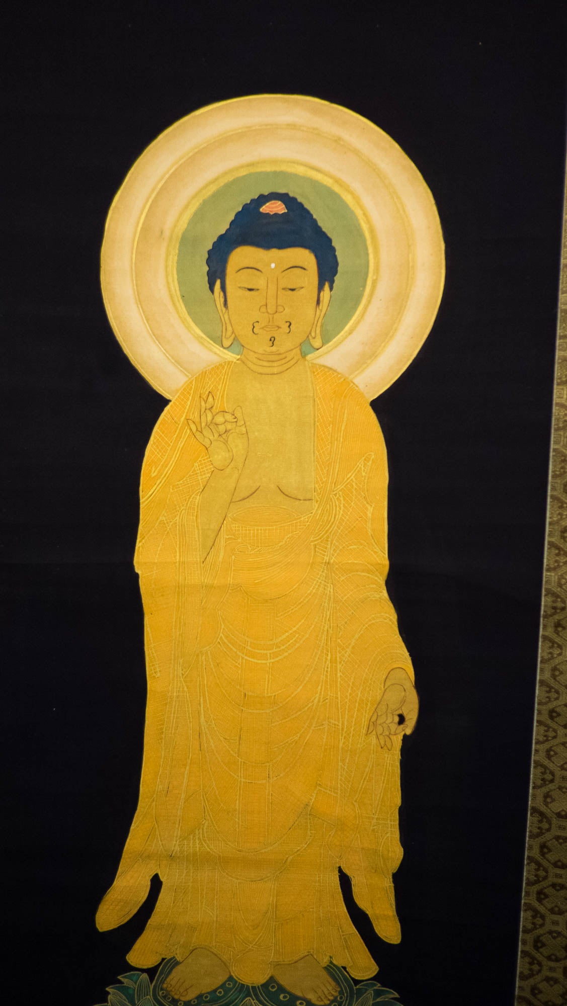 Authentic Japanese Buddhist Hanging Scroll - Amida Nyorai Buddha Painting | Pure Land Buddhism Wall Art | Edo-Meiji Style