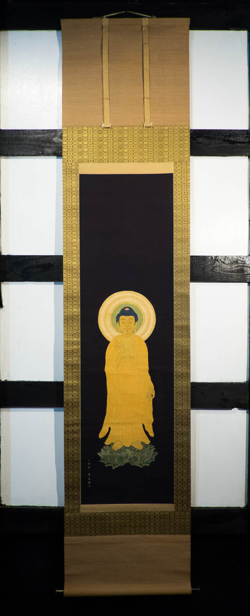 Authentic Japanese Buddhist Hanging Scroll - Amida Nyorai Buddha Painting | Pure Land Buddhism Wall Art | Edo-Meiji Style