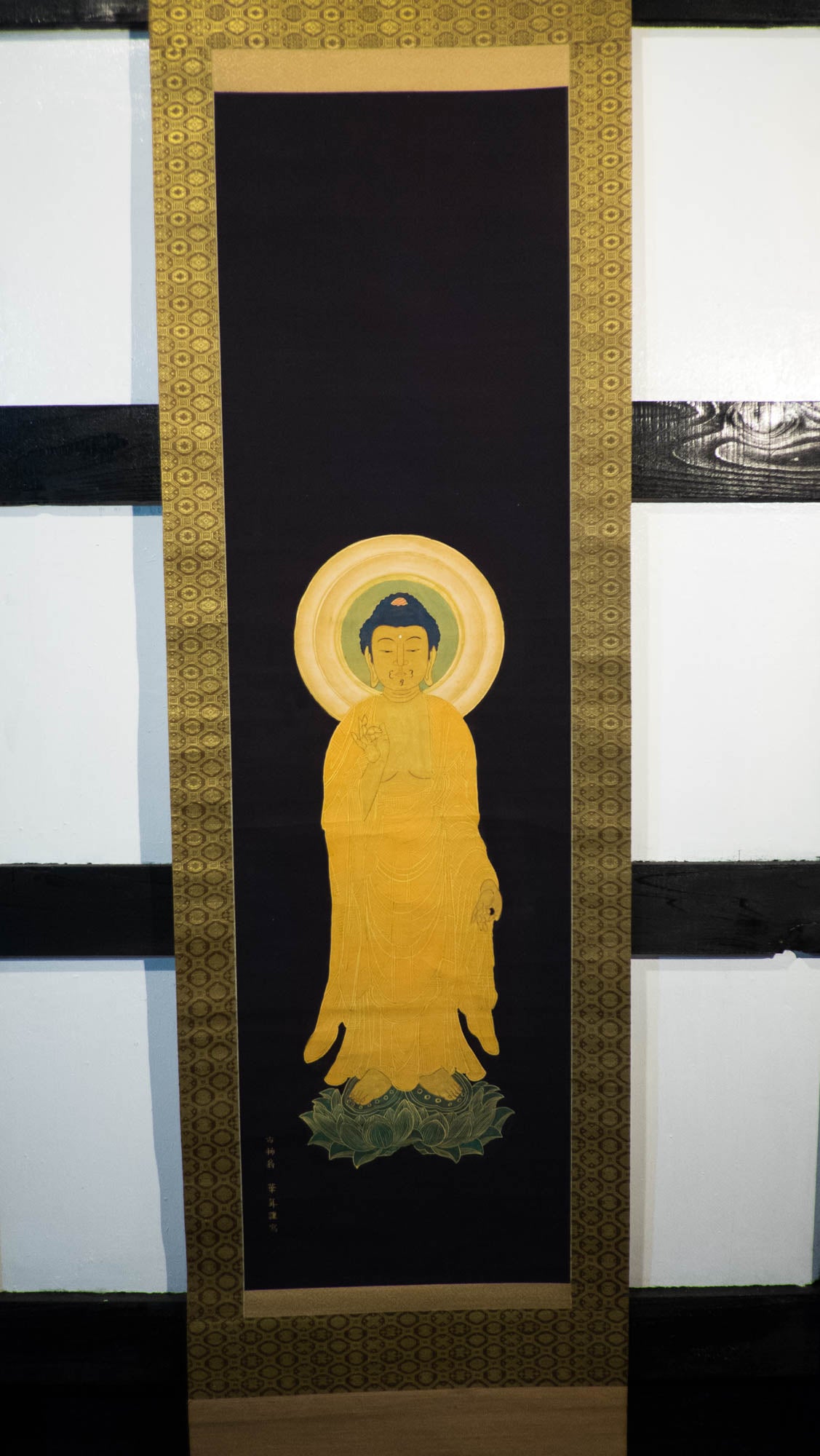 Authentic Japanese Buddhist Hanging Scroll - Amida Nyorai Buddha Painting | Pure Land Buddhism Wall Art | Edo-Meiji Style