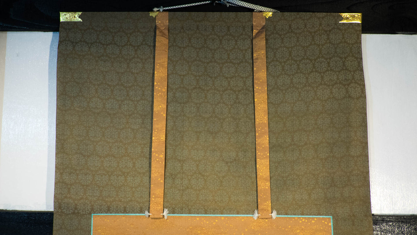 Antique Japanese Thirteen Buddhas Scroll, Jūsanbutsu Gold Buddhist Kakejiku, Memorial Temple Art, Edo Meiji Silk Painting