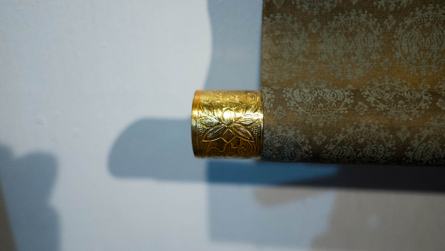Antique Japanese Thirteen Buddhas Scroll, Jūsanbutsu Gold Buddhist Kakejiku, Memorial Temple Art, Edo Meiji Silk Painting