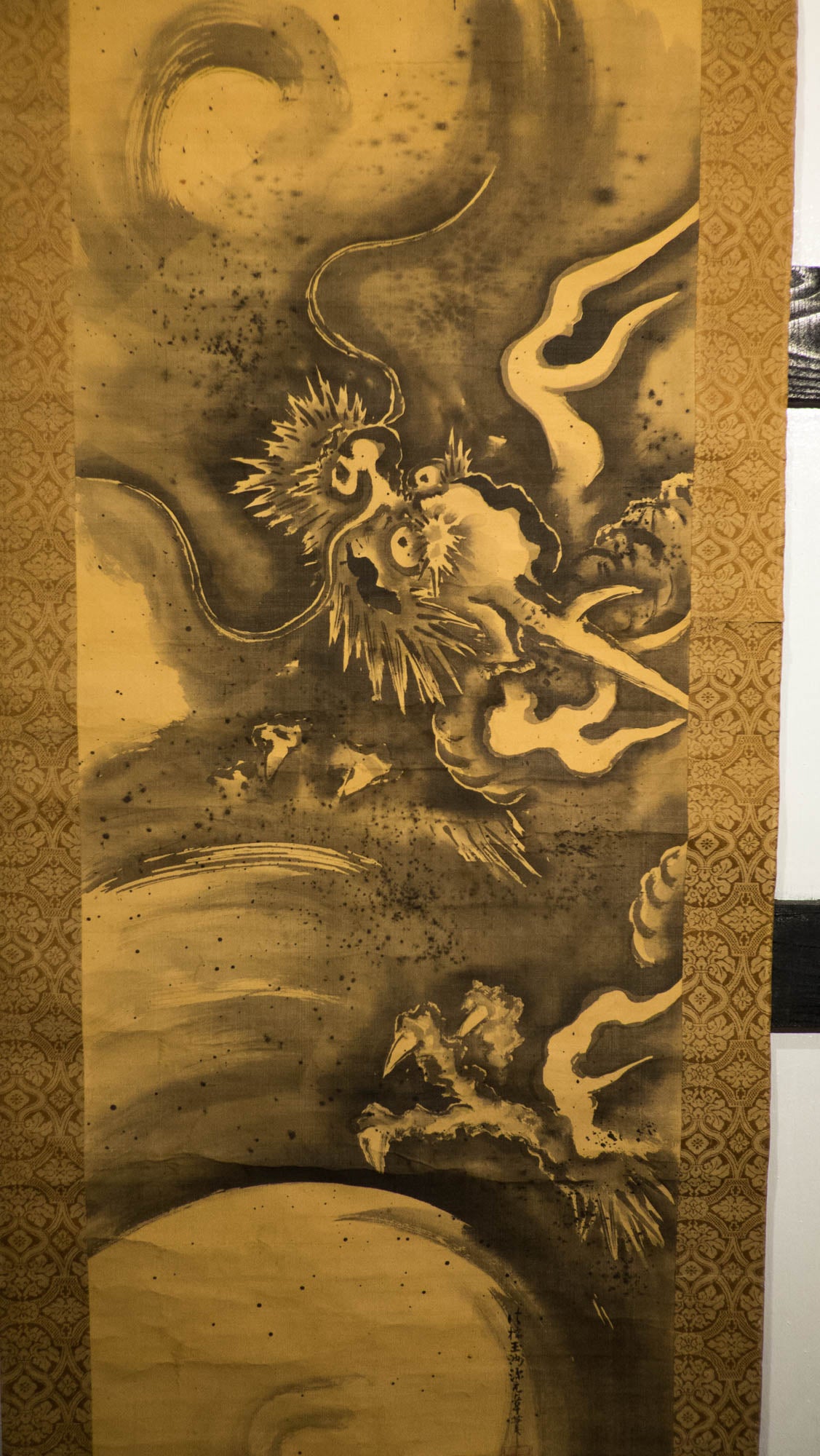 Antique SOGA SHOHAKU Style Japanese Ink Dragon Scroll | Edo-Meiji Sumi-e Zen Painting | Celestial Dragon Wall Art on Silk | Asian Meditation