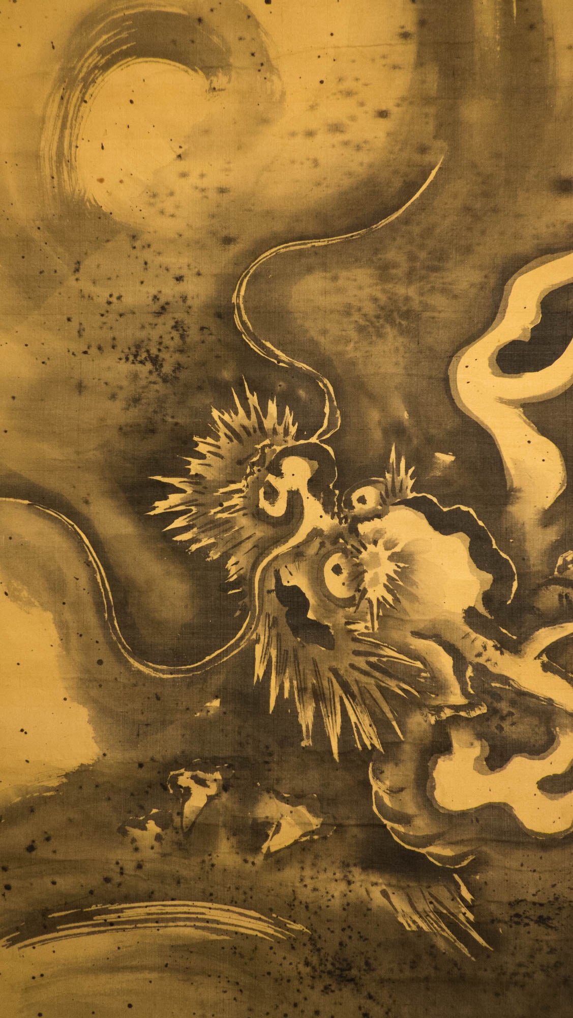 Antique SOGA SHOHAKU Style Japanese Ink Dragon Scroll | Edo-Meiji Sumi-e Zen Painting | Celestial Dragon Wall Art on Silk | Asian Meditation
