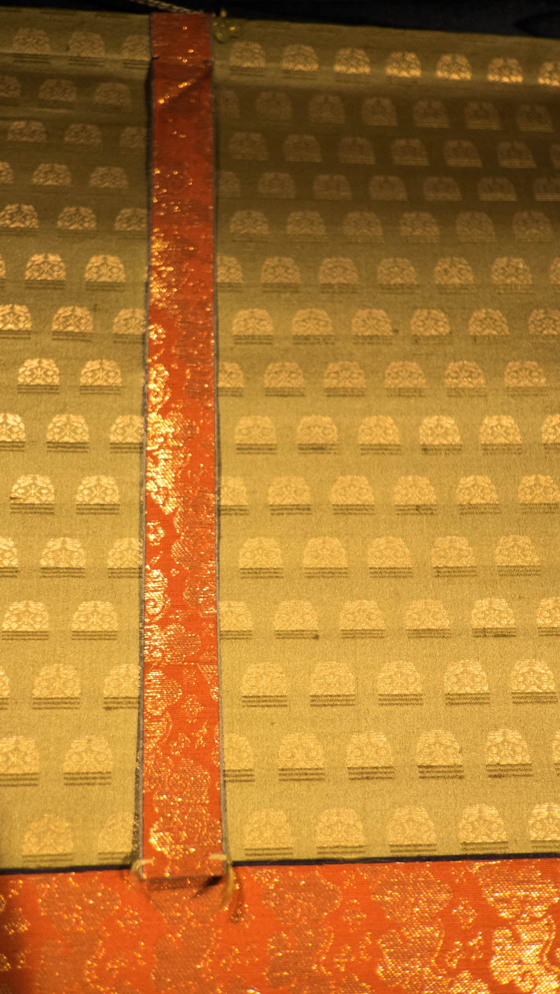 Vintage Japanese Golden Buddha Hanging Scroll, Black Gold Kakejiku Buddhist Temple Art, Inscribed Spiritual Wall Decor with Box