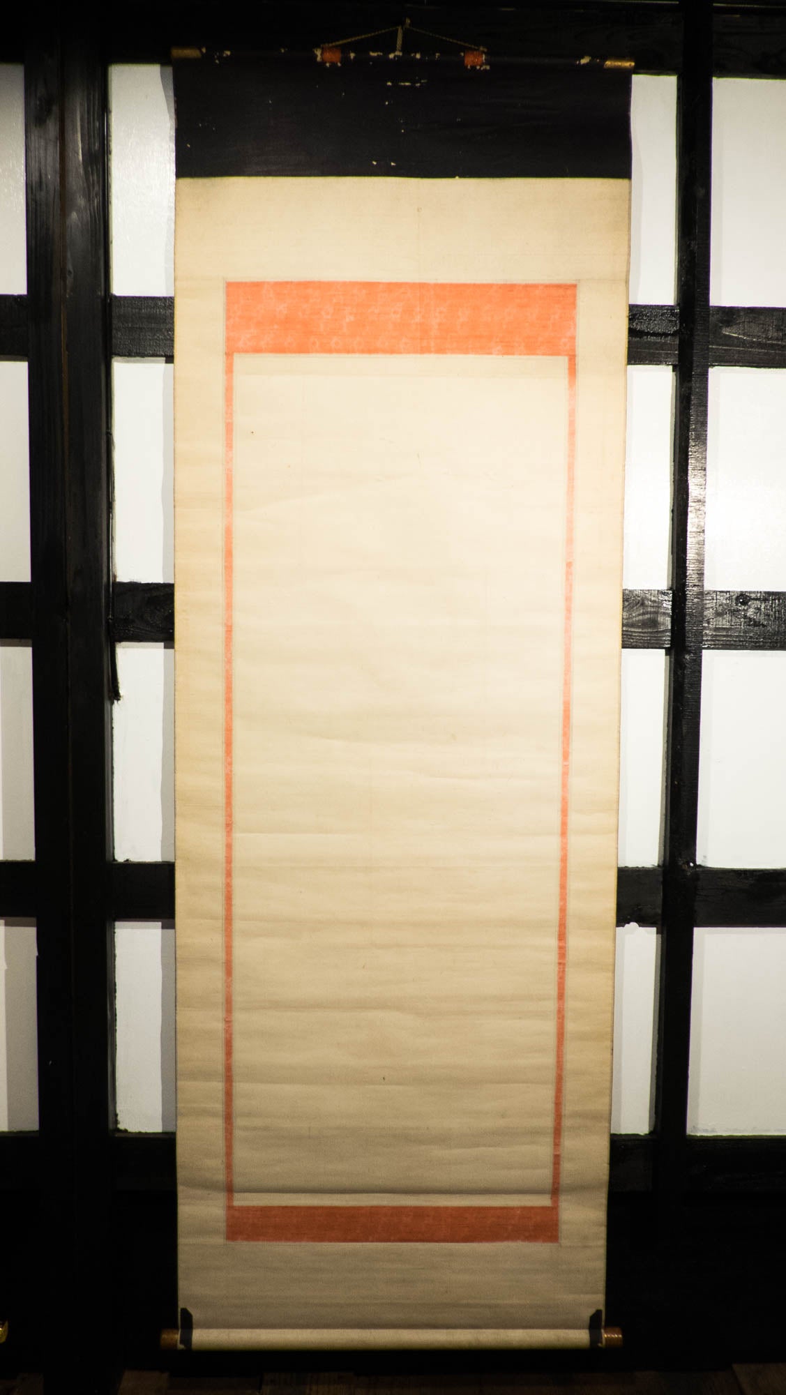 Vintage Japanese Golden Buddha Hanging Scroll, Black Gold Kakejiku Buddhist Temple Art, Inscribed Spiritual Wall Decor with Box