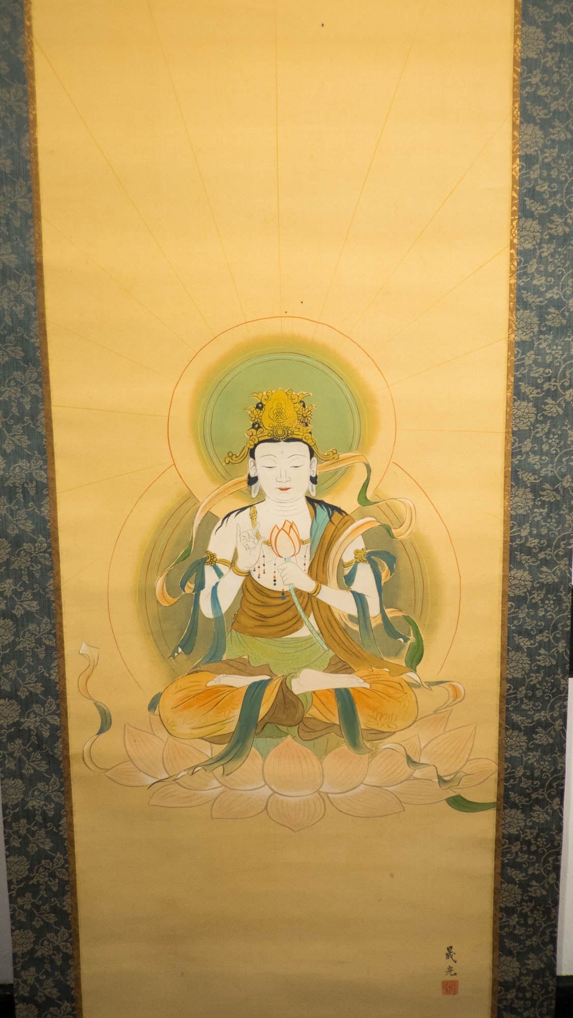 Zen Tranquil Wisdom - Hand-painted Japanese Traditional Hanging Scroll of Buddhist Bodhisattva Painting – Vintage Spiritual Wall Art