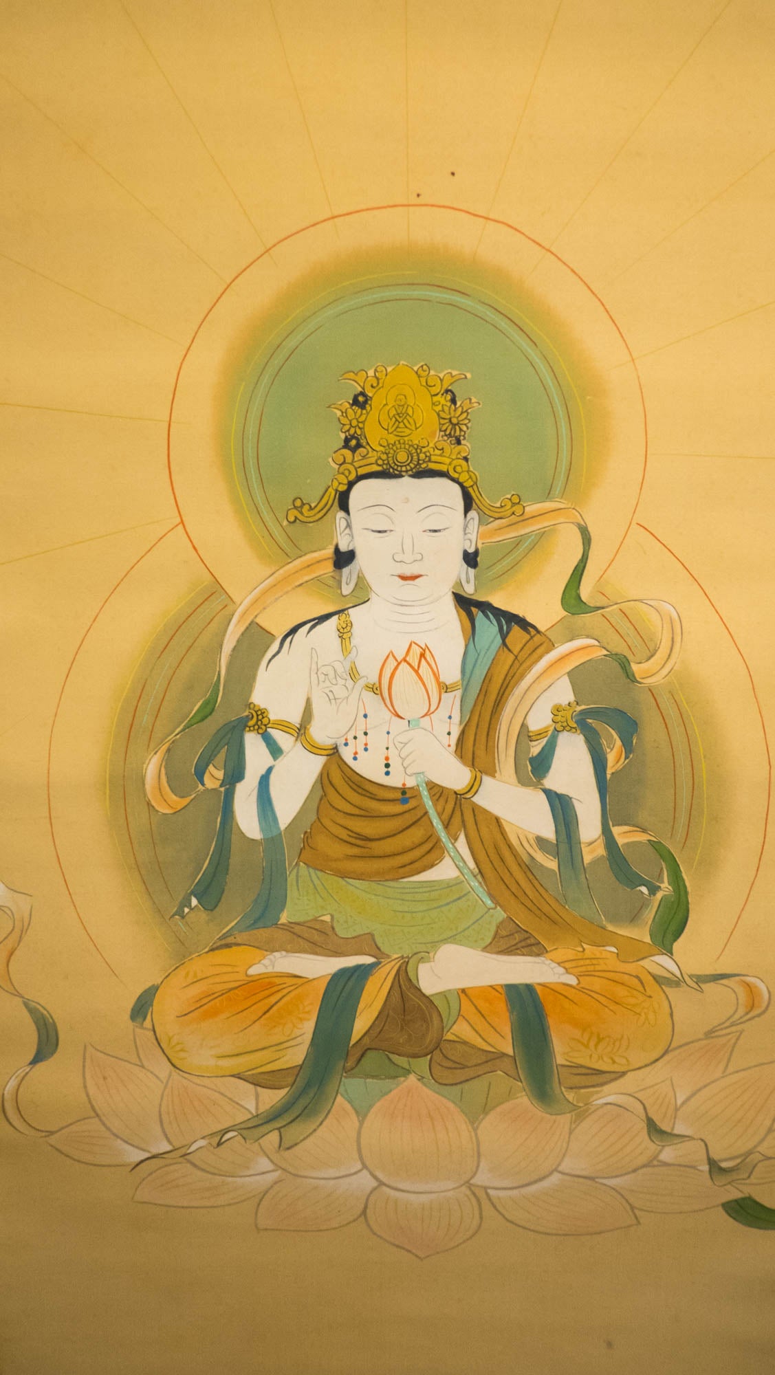 Zen Tranquil Wisdom - Hand-painted Japanese Traditional Hanging Scroll of Buddhist Bodhisattva Painting – Vintage Spiritual Wall Art