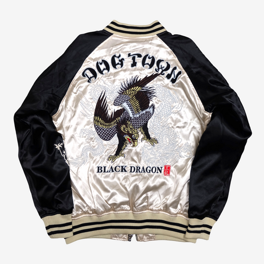 Dogtown Black Dragon Sukajan Jacket Size L | Japanese Embroidered Dragon Souvenir Bomber