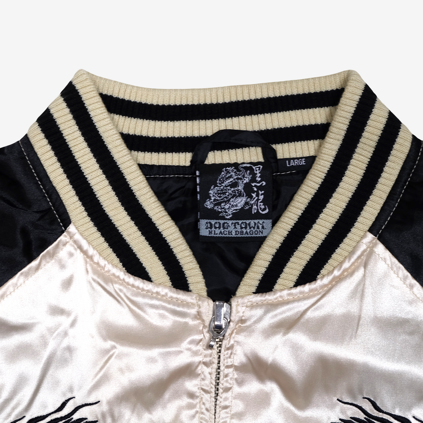 Dogtown Black Dragon Sukajan Jacket Size L | Japanese Embroidered Dragon Souvenir Bomber