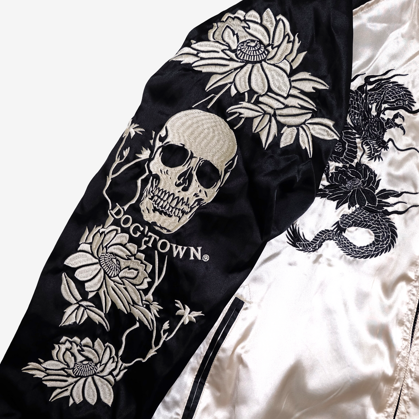 Dogtown Black Dragon Sukajan Jacket Size L | Japanese Embroidered Dragon Souvenir Bomber