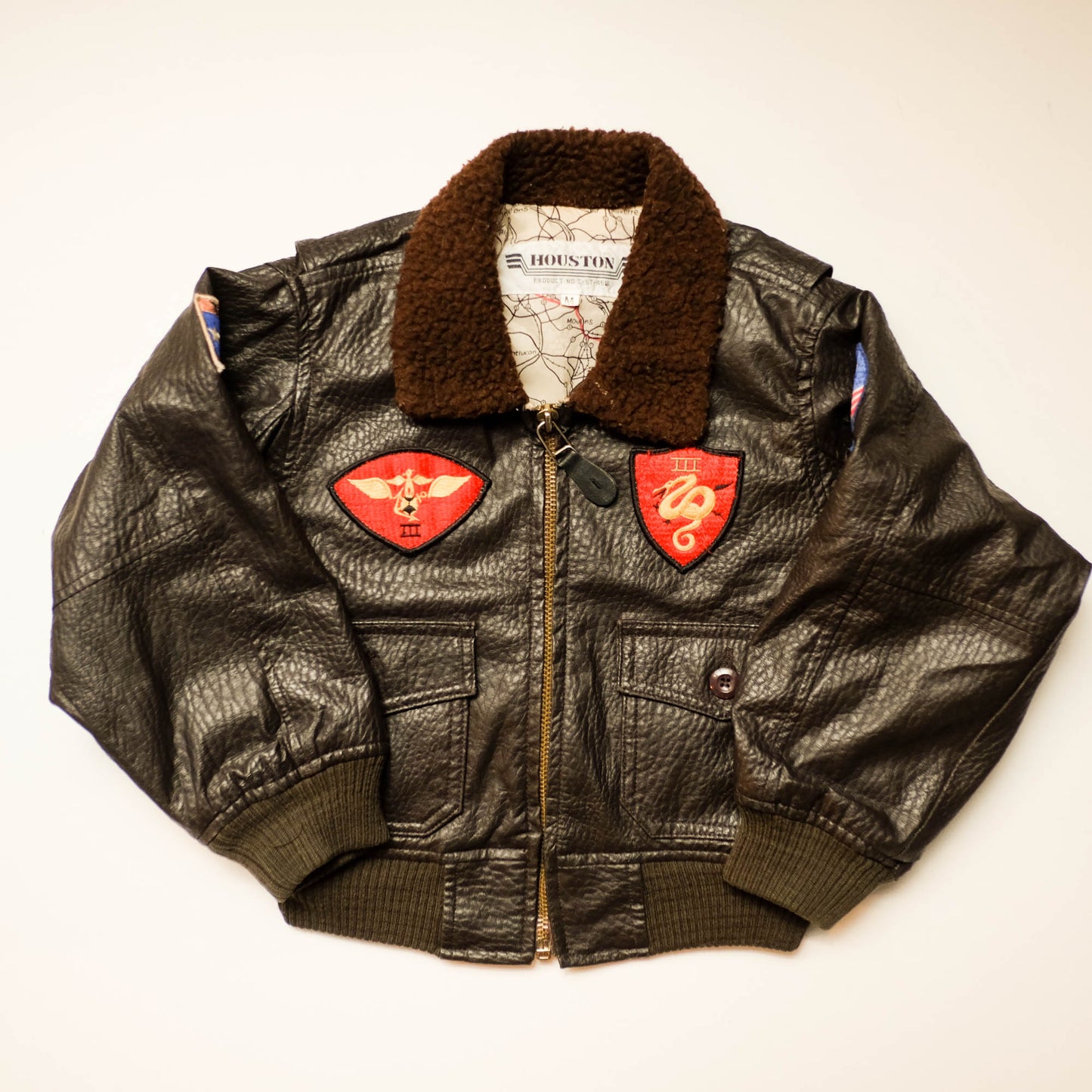 HOUSTON Kids Leather Flight Jacket Size M (3–4 Years) | Miniature Military Bomber Jacket