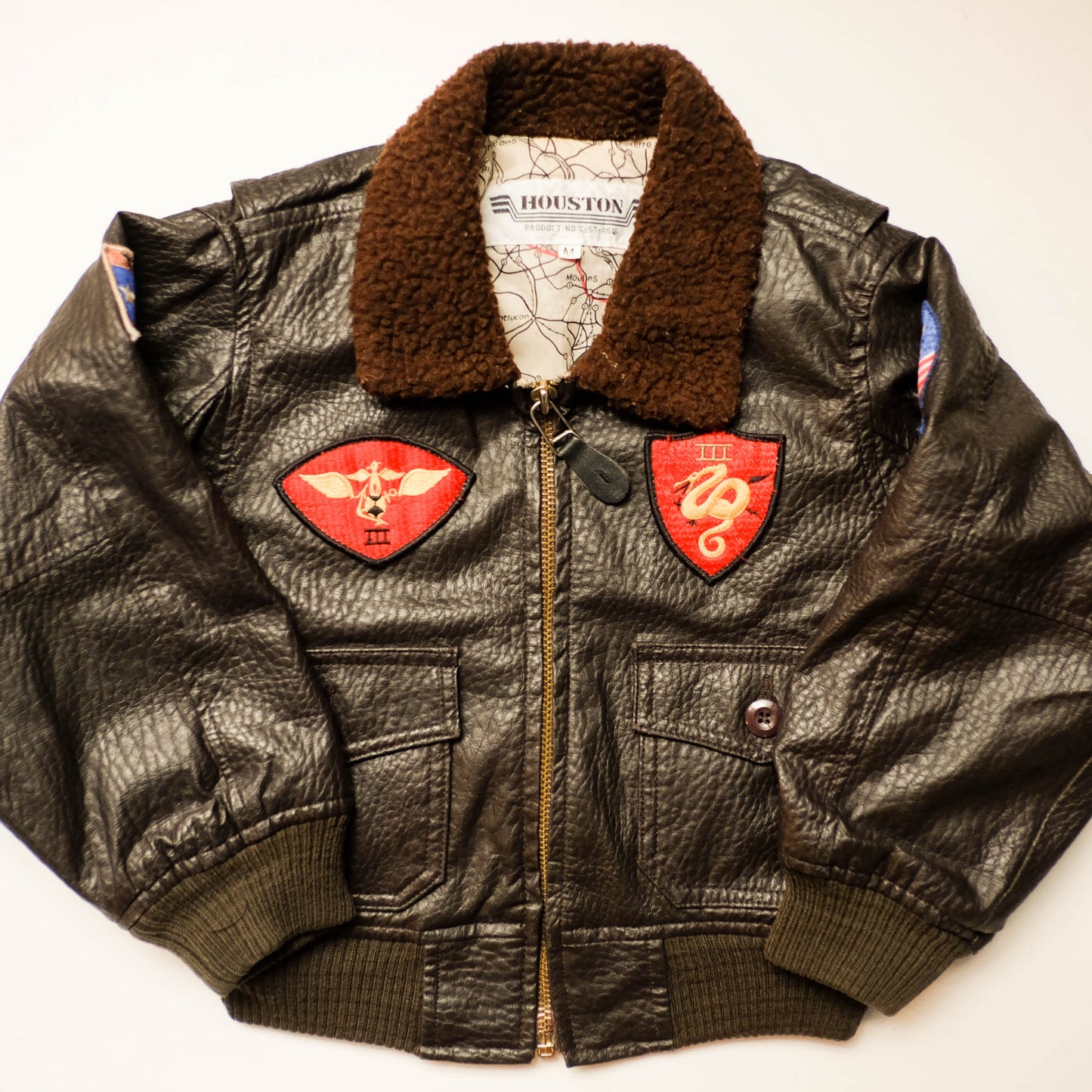 HOUSTON Kids Leather Flight Jacket Size M (3–4 Years) | Miniature Military Bomber Jacket