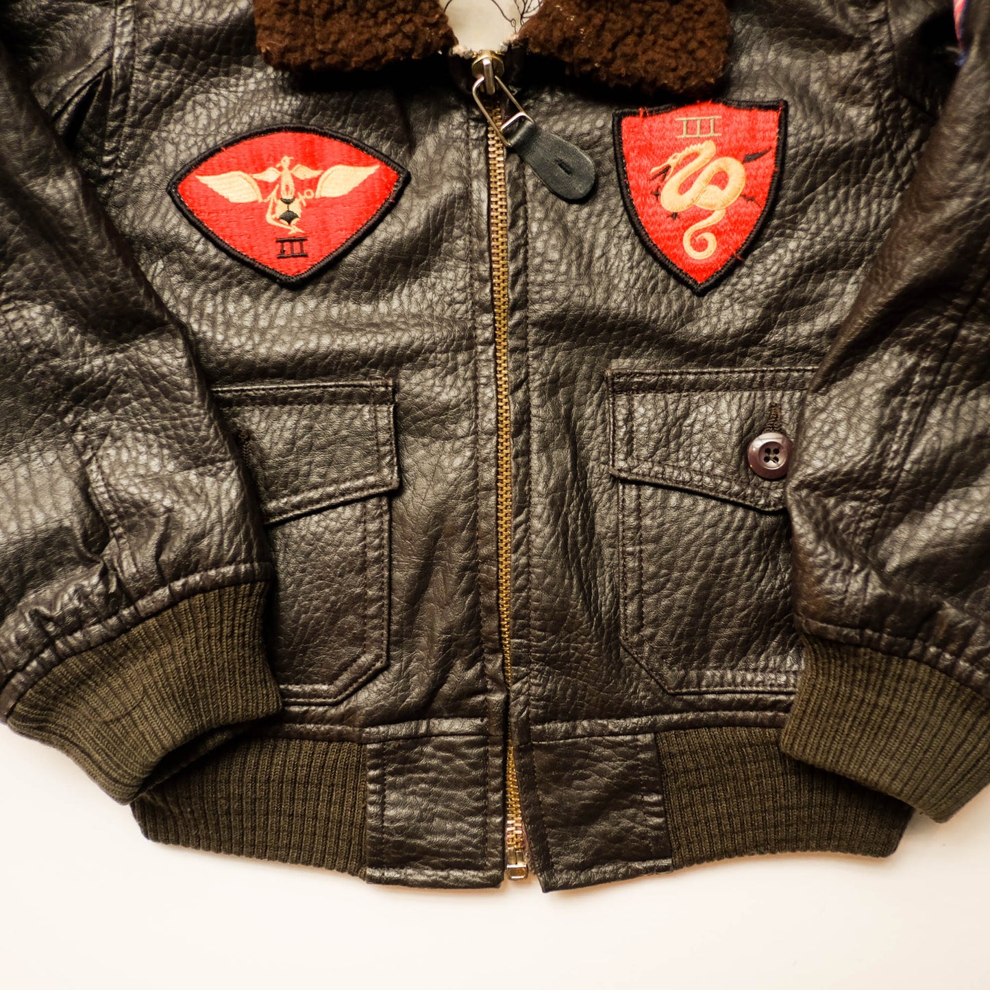 HOUSTON Kids Leather Flight Jacket Size M (3–4 Years) | Miniature Military Bomber Jacket