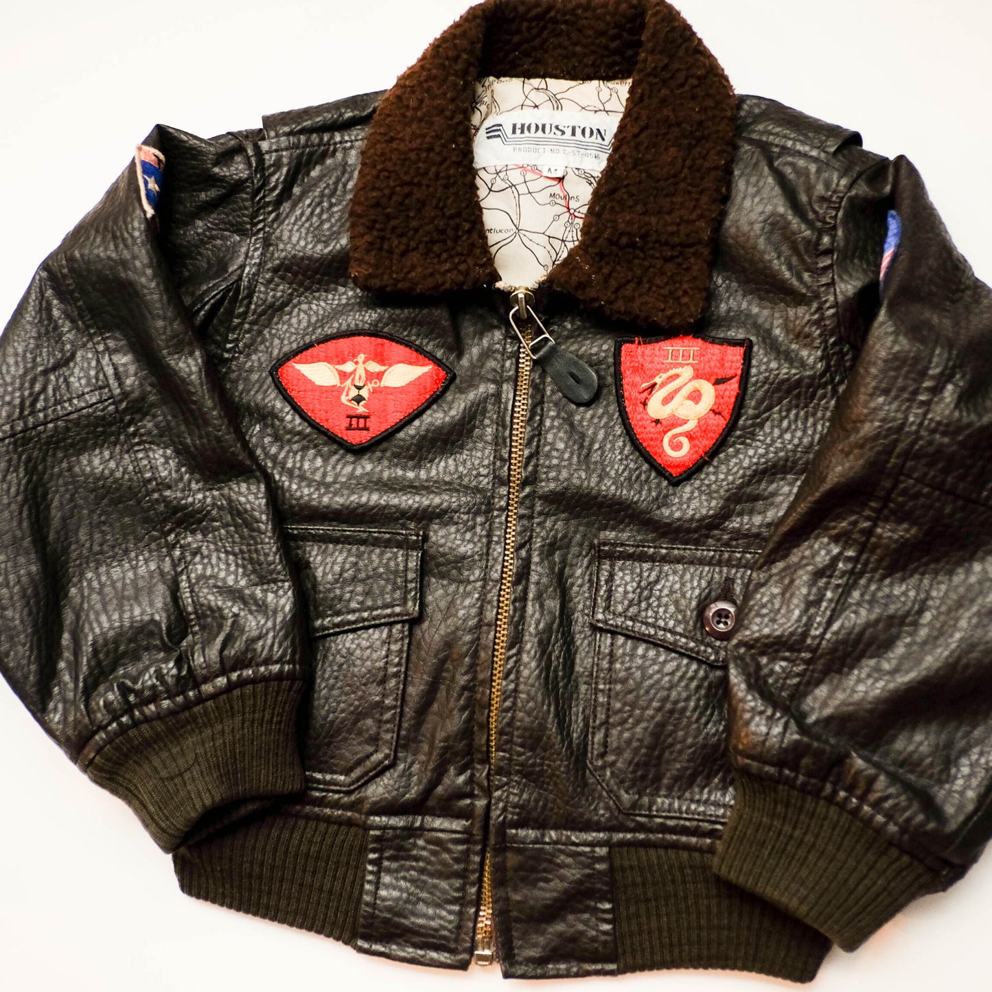 HOUSTON Kids Leather Flight Jacket Size M (3–4 Years) | Miniature Military Bomber Jacket