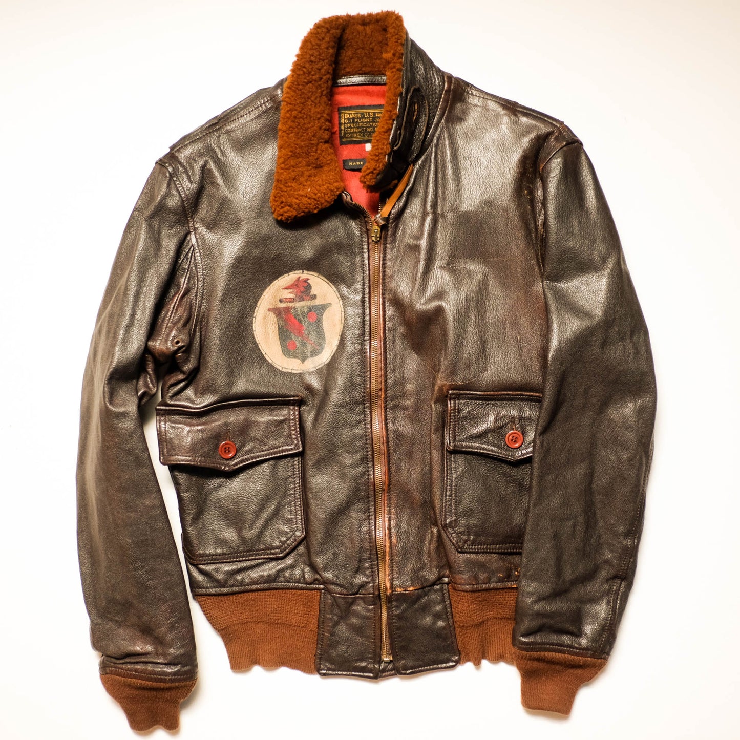 Vintage AVIREX Lonesome Angel Nose Art Leather Flight Jacket | U.S. Navy G-1 Style Bomber Jacket