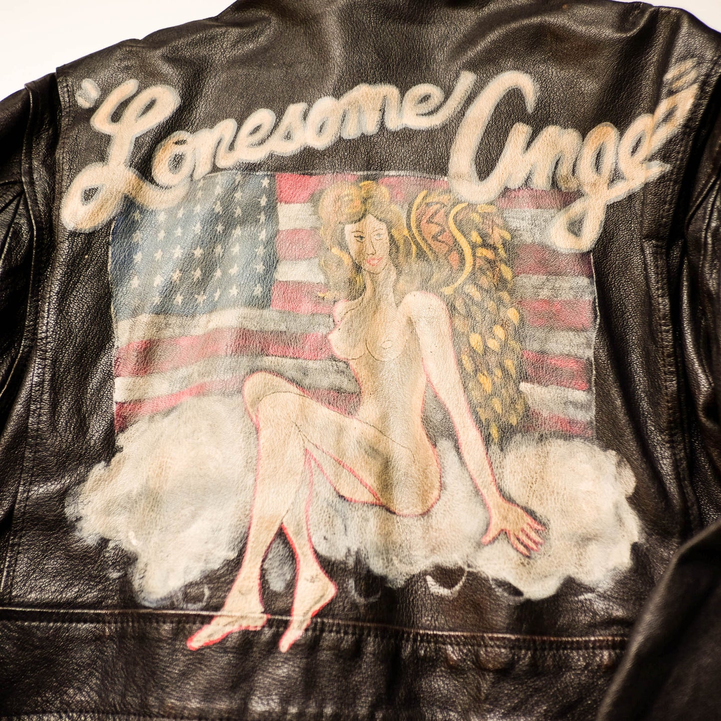 Vintage AVIREX Lonesome Angel Nose Art Leather Flight Jacket | U.S. Navy G-1 Style Bomber Jacket