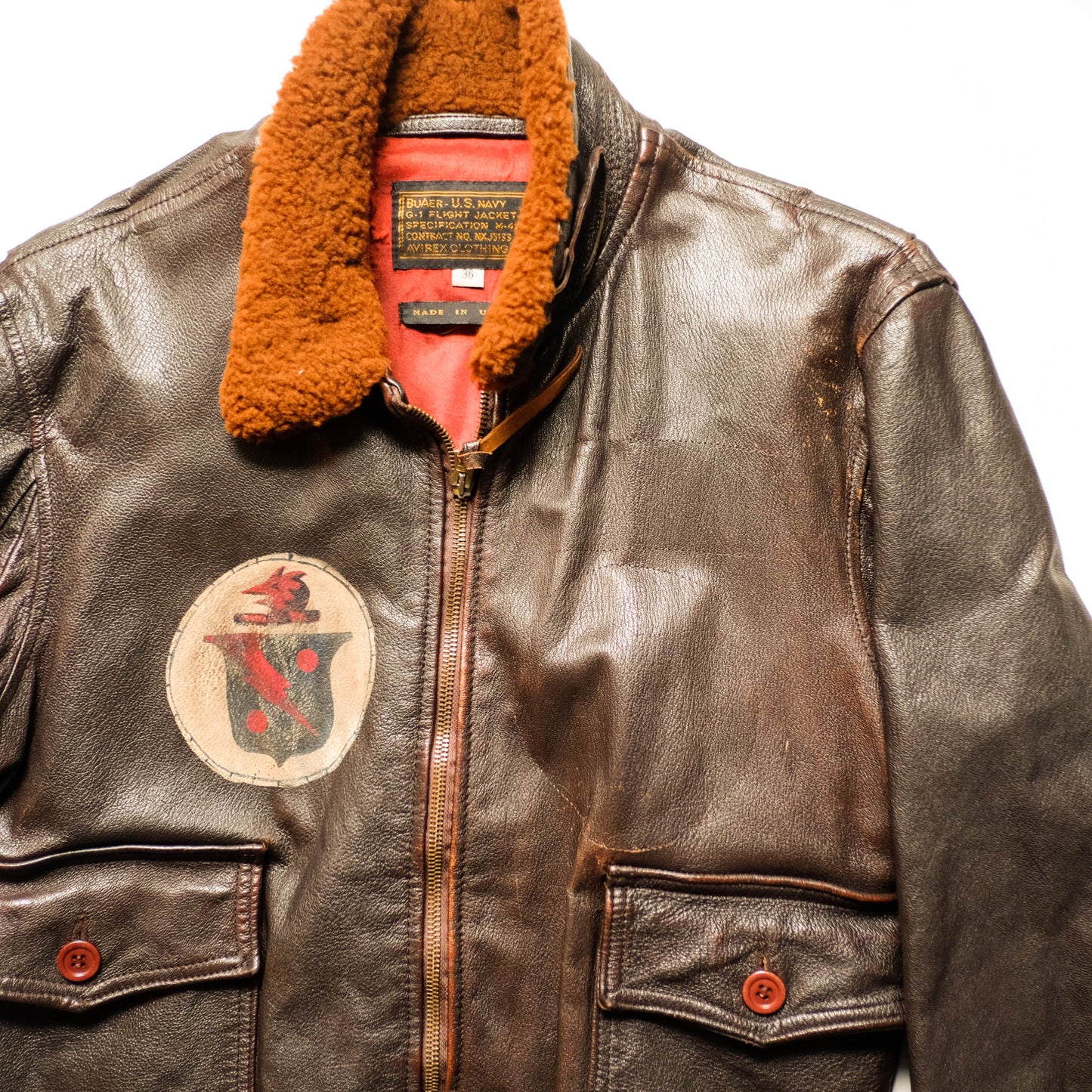 Vintage AVIREX Lonesome Angel Nose Art Leather Flight Jacket | U.S. Navy G-1 Style Bomber Jacket