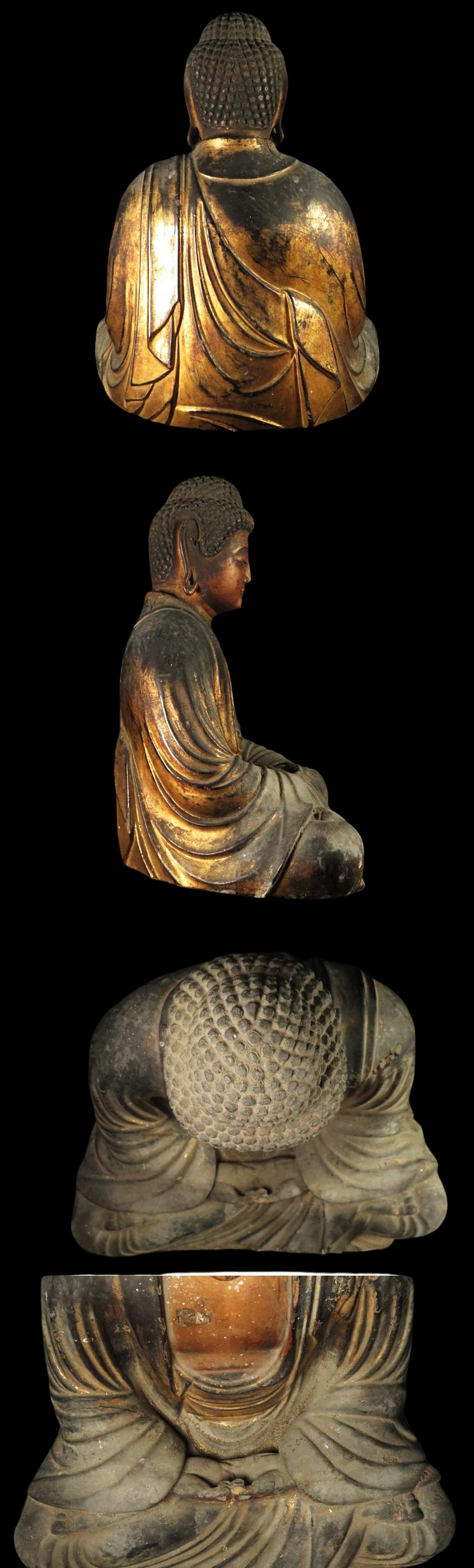 Early Edo Giltwood Seated Amida Nyorai (Amitabha) — Gyokugan Inlaid Eyes, 28cm Japanese Buddhist Sculpture