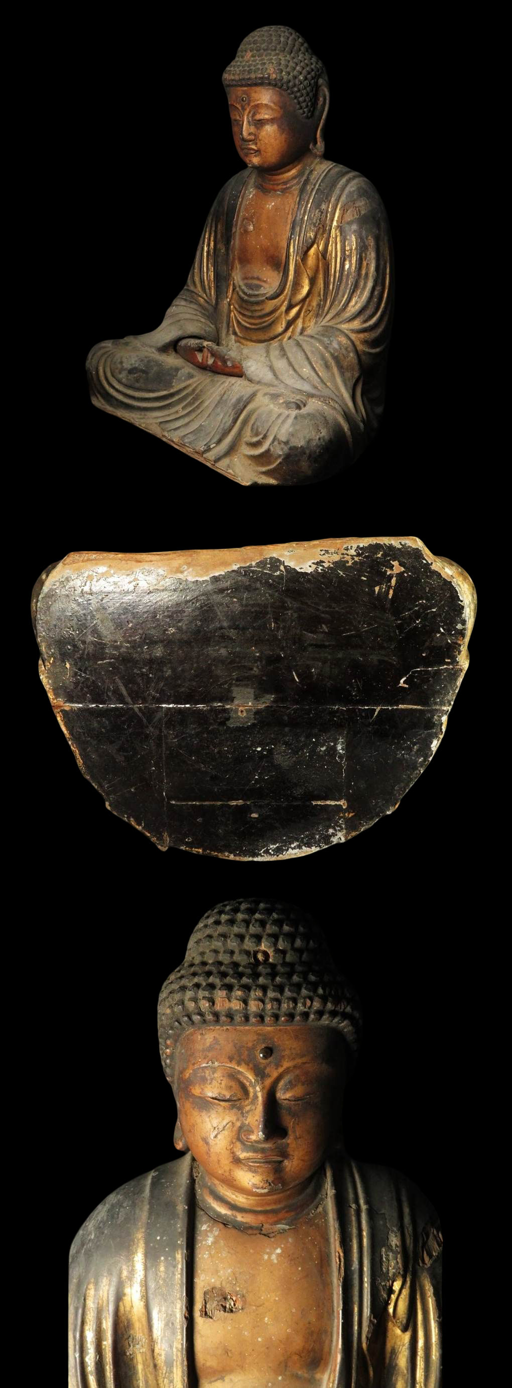 Early Edo Giltwood Seated Amida Nyorai (Amitabha) — Gyokugan Inlaid Eyes, 28cm Japanese Buddhist Sculpture