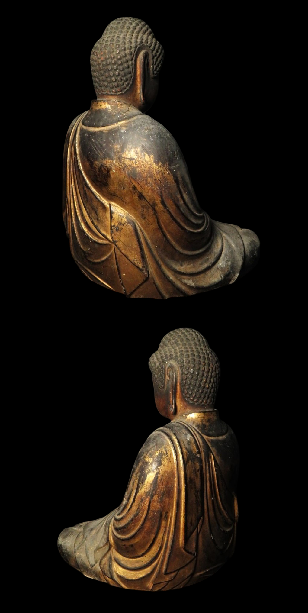 Early Edo Giltwood Seated Amida Nyorai (Amitabha) — Gyokugan Inlaid Eyes, 28cm Japanese Buddhist Sculpture