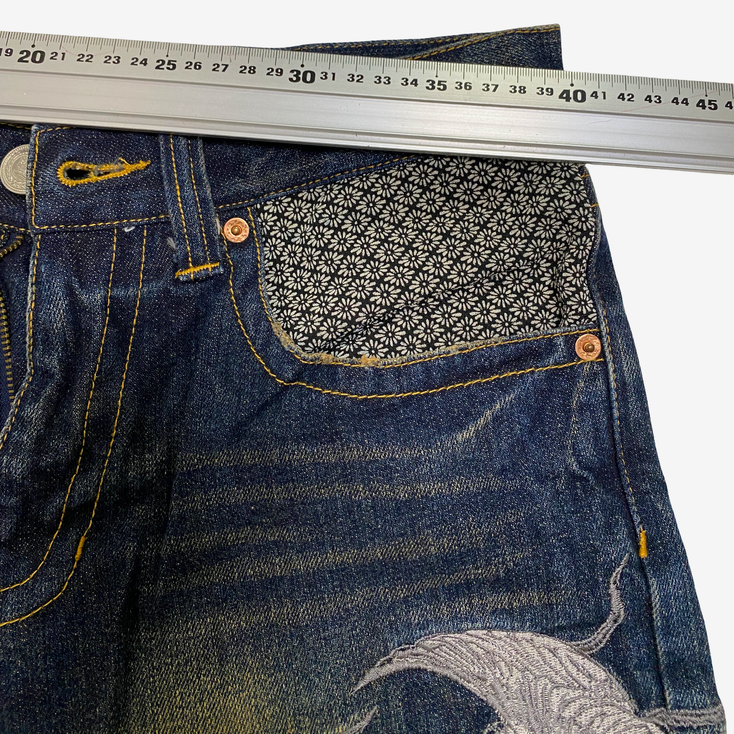 Vintage TOYO ENTERPRISE Japanese Embroidered Phoenix Denim Shorts | Made in Japan | Wagara Sashiko Selvedge Style | Amekaji Streetwear