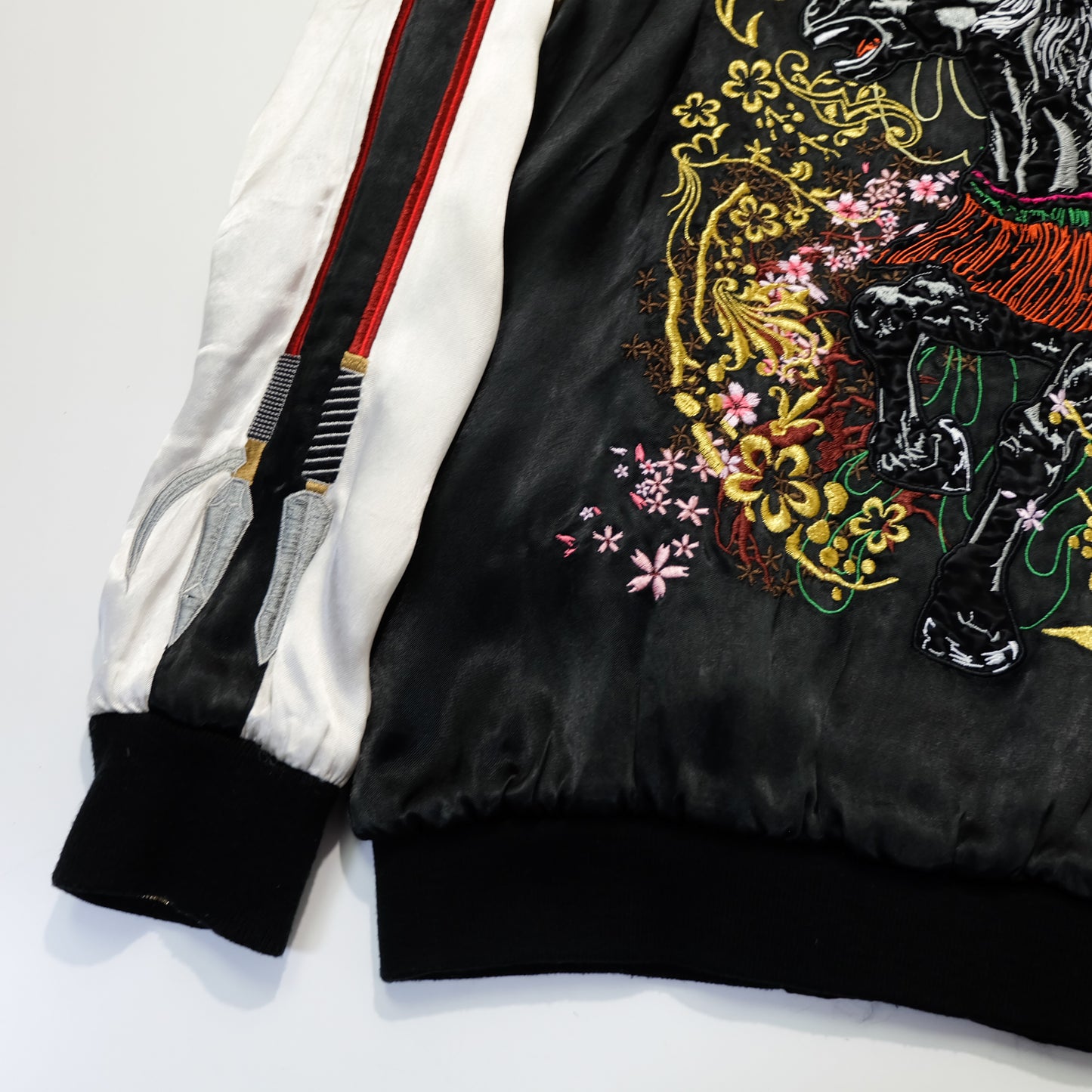 Miyabi Musubi × ZENBU Reversible Sukajan Maeda Keiji Matsukaze Samurai Horse Skull Sakura Embroidered Jacket