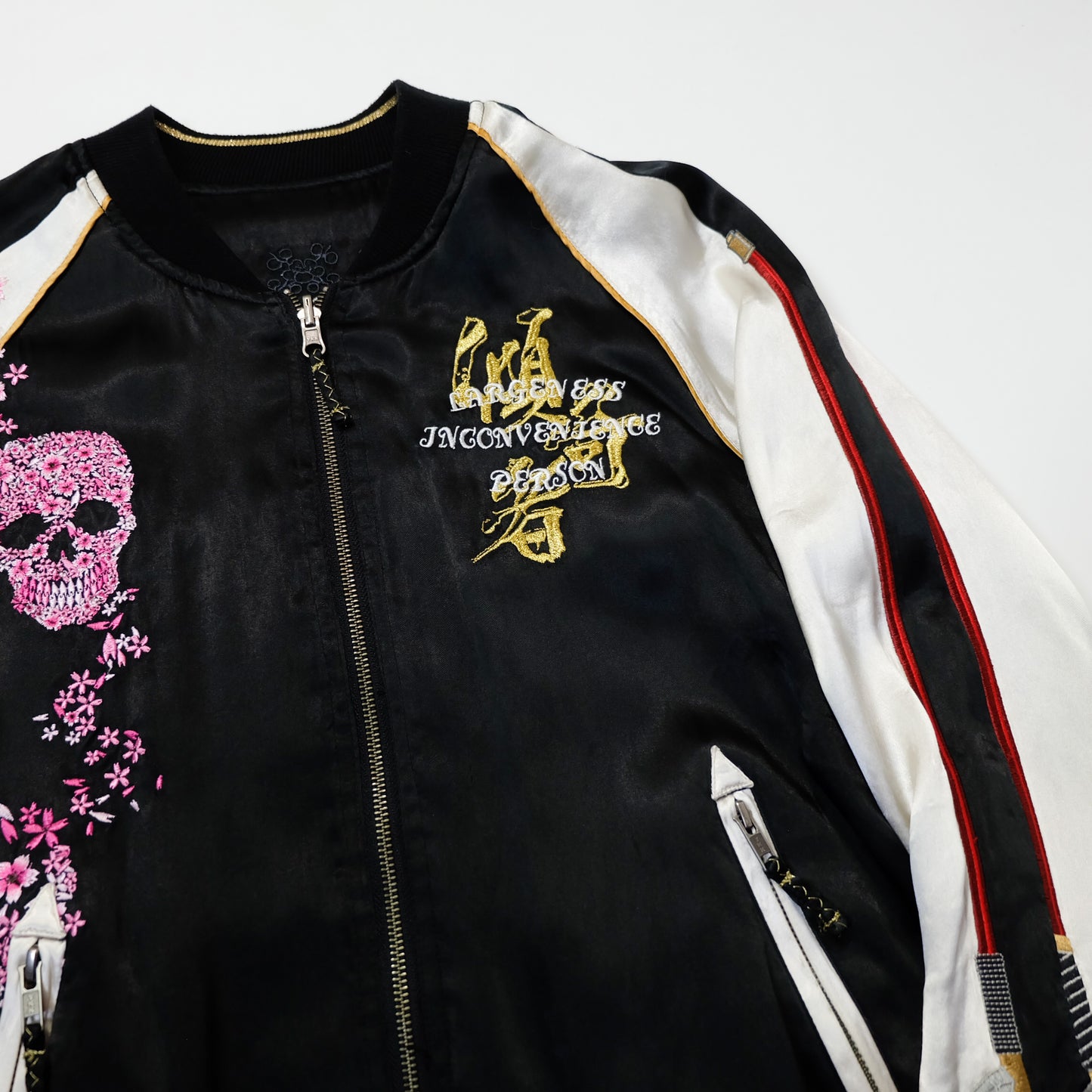 Miyabi Musubi × ZENBU Reversible Sukajan Maeda Keiji Matsukaze Samurai Horse Skull Sakura Embroidered Jacket
