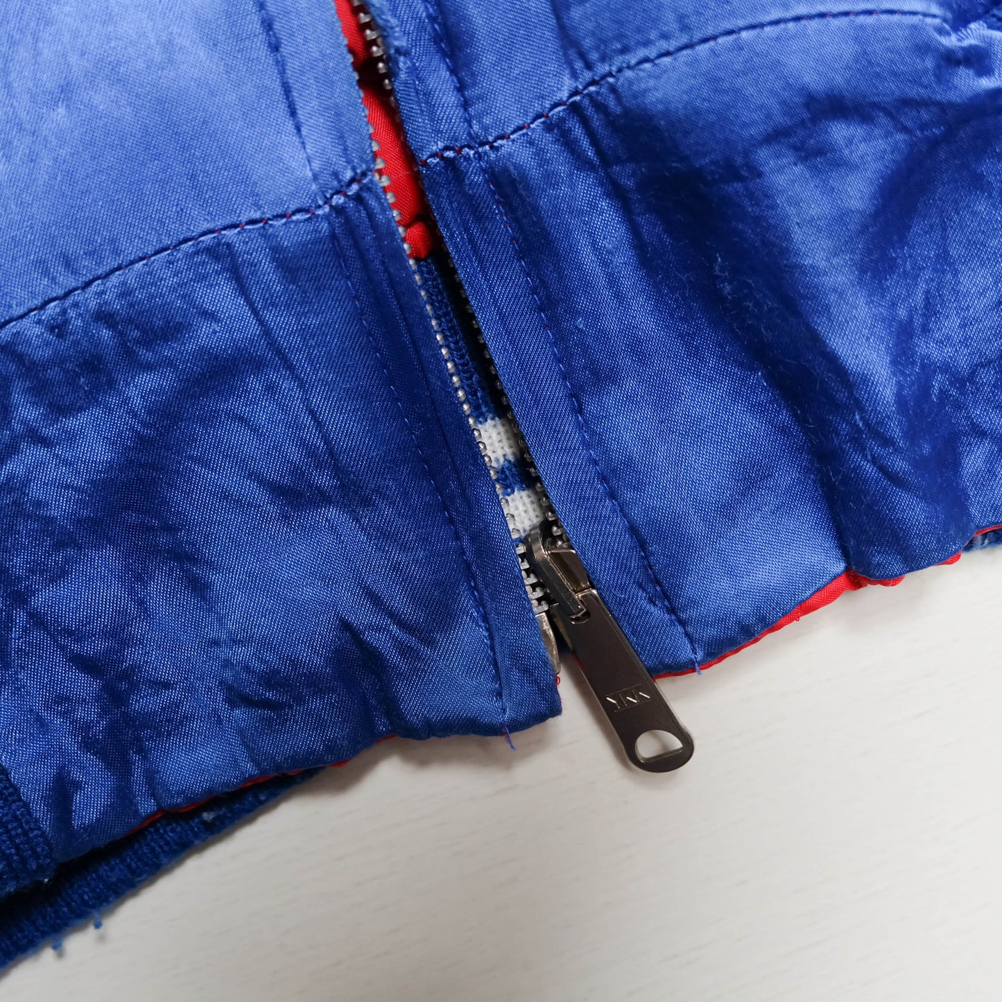Vintage Japan Sukajan Dragon Mount Fuji Blue White Embroidered Souvenir Jacket Size L Padded Satin Bomber